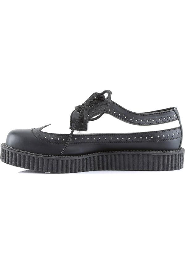 CREEPER-608 [Black/White] | CREEPERS [PREORDER] - Beserk - all, black, clickfrenzy15-2023, creeper, creepers, demonia, demonia shoes, discountapp, flats, flats [preorder], formal, formal wear, fp, goth, gothic, labelpreorder, labelvegan, mens shoes, platforms, platforms [preorder], pleaserimageupdated, ppo, preorder, shoes, vegan, white