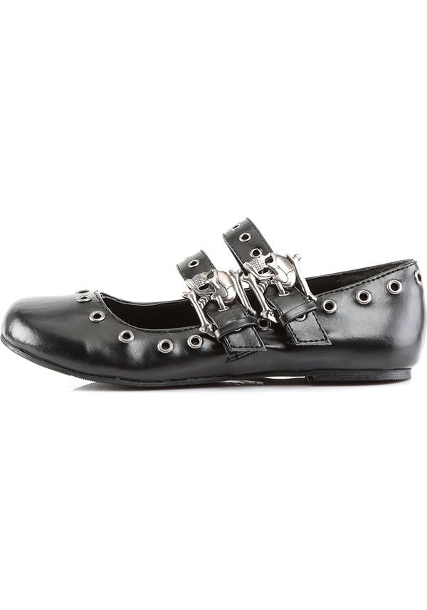 DAISY-03 [Black] | FLATS [PREORDER] - Beserk - all, black, clickfrenzy15-2023, demonia, demonia shoes, discountapp, flats, flats [preorder], fp, goth, gothic, halloween, labelpreorder, labelvegan, mary janes, pleaserimageupdated, ppo, preorder, pricematched, shoes, skull, skulls, vegan