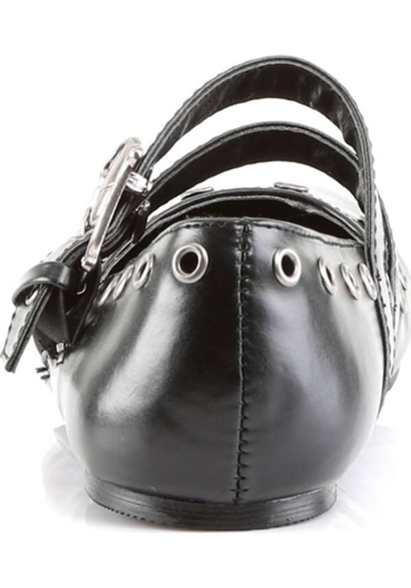 DAISY-03 [Black] | FLATS [PREORDER] - Beserk - all, black, clickfrenzy15-2023, demonia, demonia shoes, discountapp, flats, flats [preorder], fp, goth, gothic, halloween, labelpreorder, labelvegan, mary janes, pleaserimageupdated, ppo, preorder, pricematched, shoes, skull, skulls, vegan