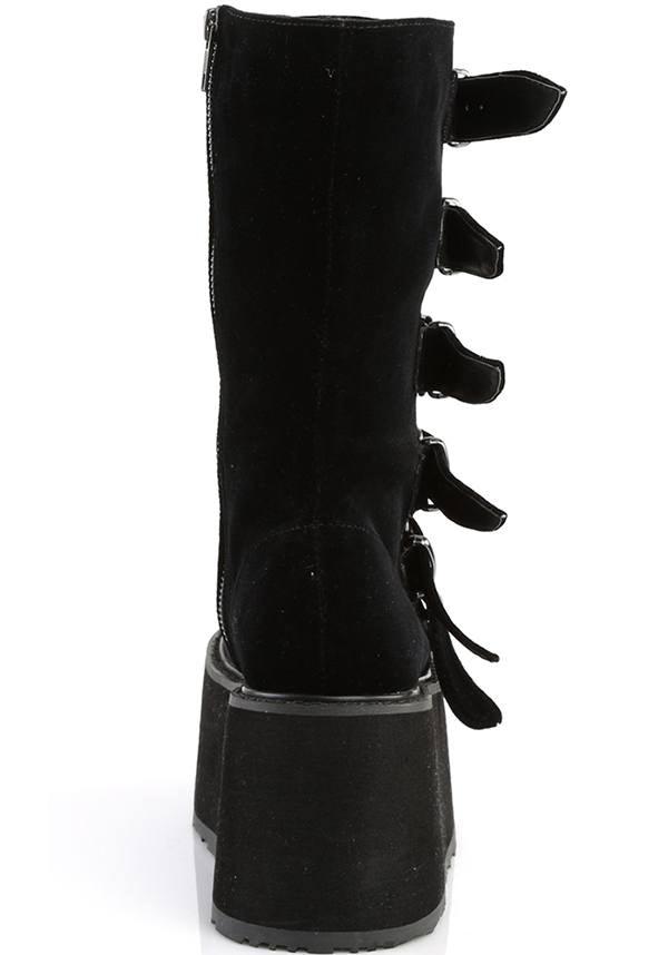 DAMNED-225 [Black Velvet] | PLATFORM BOOTS [PREORDER] - Beserk - all, black, boots, boots [preorder], clickfrenzy15-2023, demonia, demonia shoes, discountapp, fp, labelpreorder, labelvegan, platforms, platforms [preorder], pleaserimageupdated, post apocalyptic, ppo, preorder, shoes, vegan, velvet