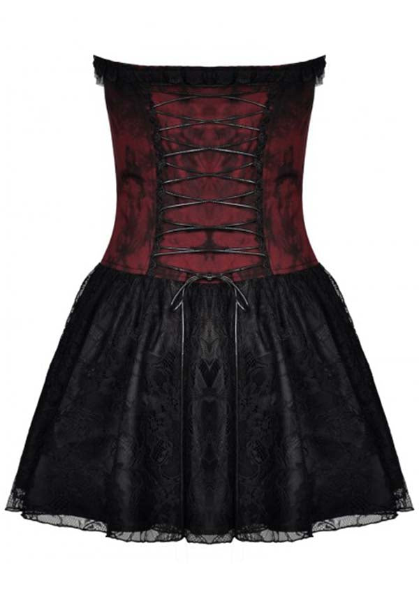 Sinead [Wine] | LACE UP DRESS