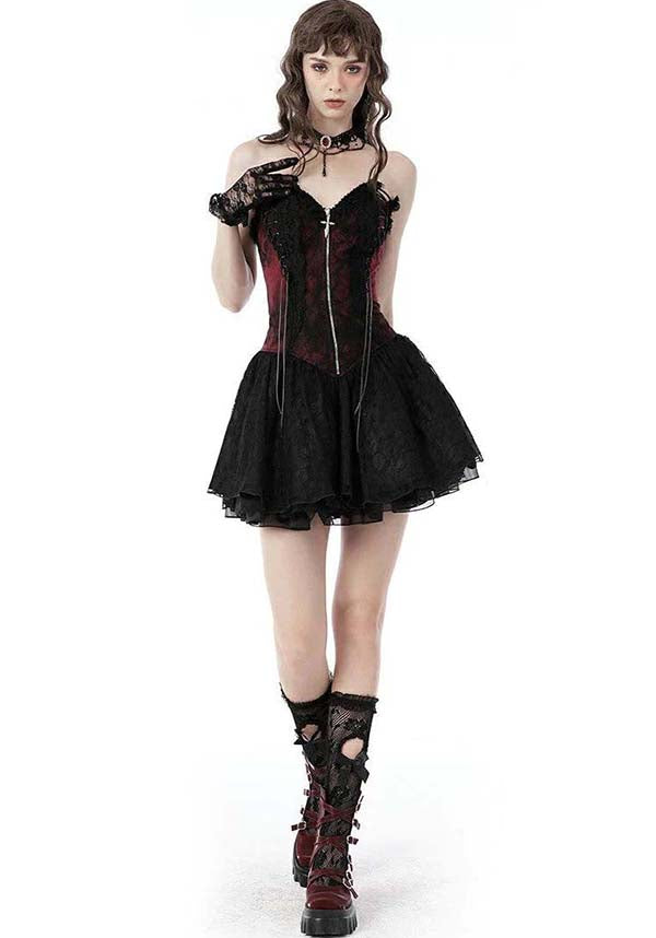 Sinead [Wine] | LACE UP DRESS