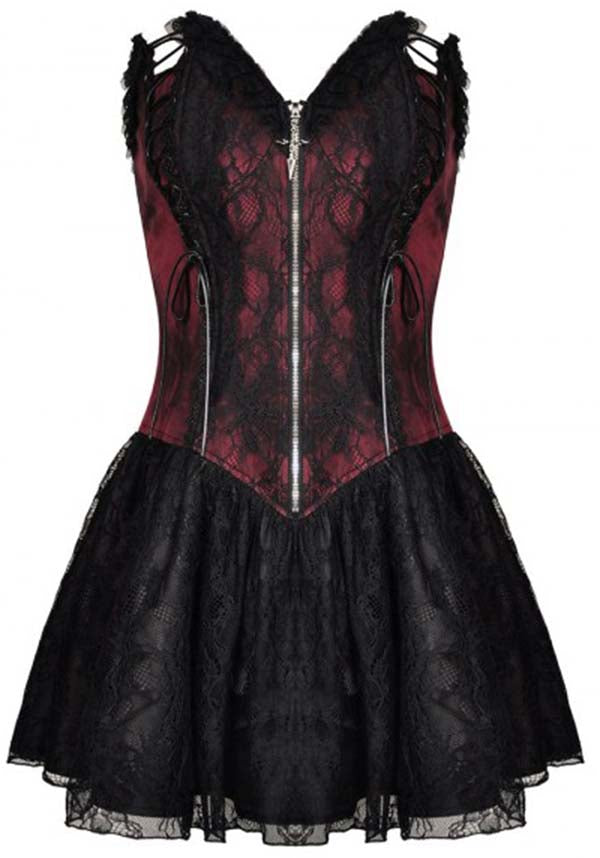 Sinead [Wine] | LACE UP DRESS