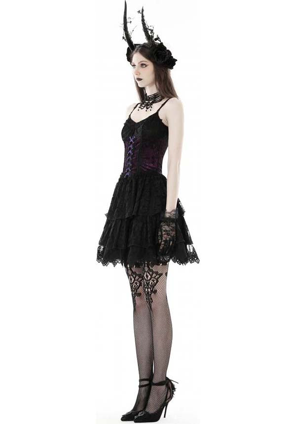 Gothic Lace Up [Black/Purple] | CORSET DRESS