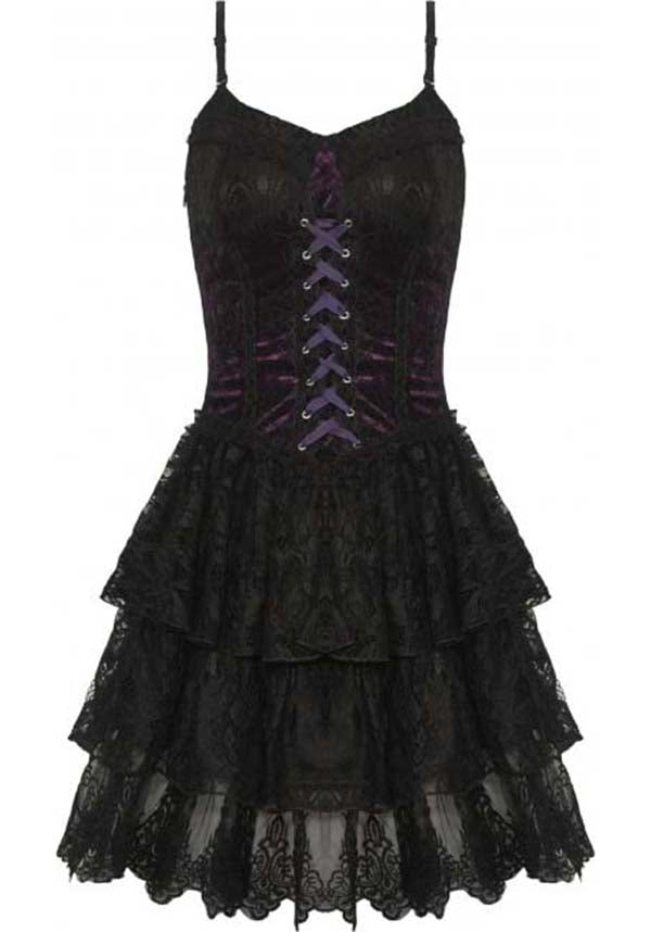 Gothic Lace Up [Black/Purple] | CORSET DRESS