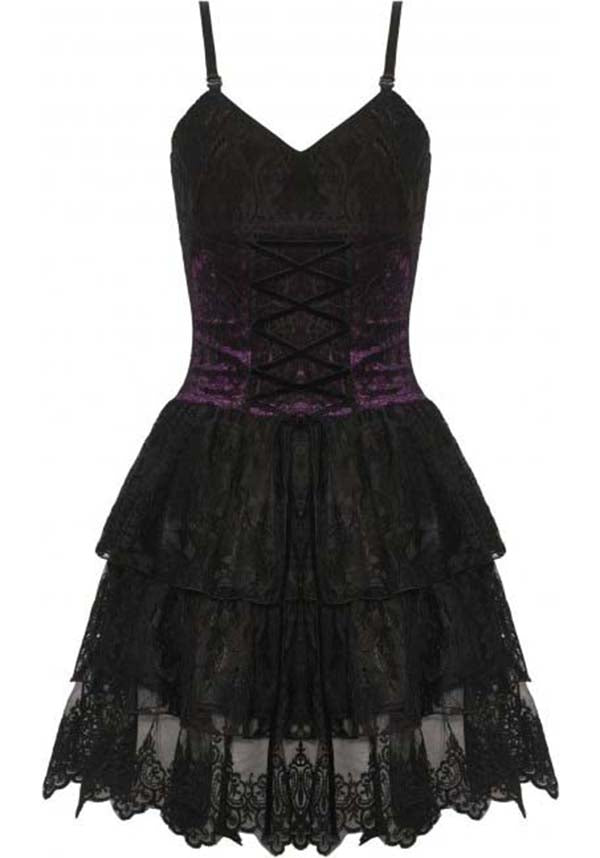 Gothic Lace Up [Black/Purple] | CORSET DRESS