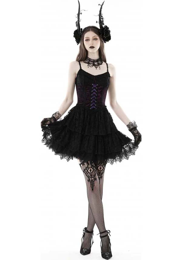 Gothic Lace Up [Black/Purple] | CORSET DRESS