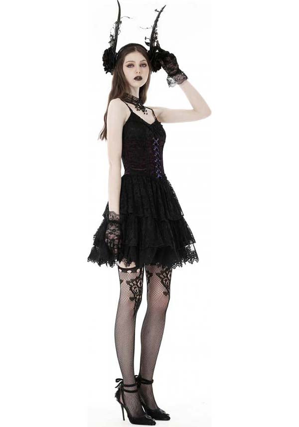 Purple Gothic High-Low Strap Dress main image 1