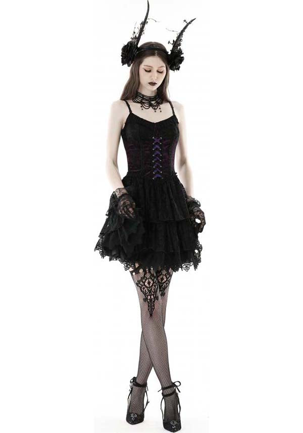 Gothic Lace Up [Black/Purple] | CORSET DRESS