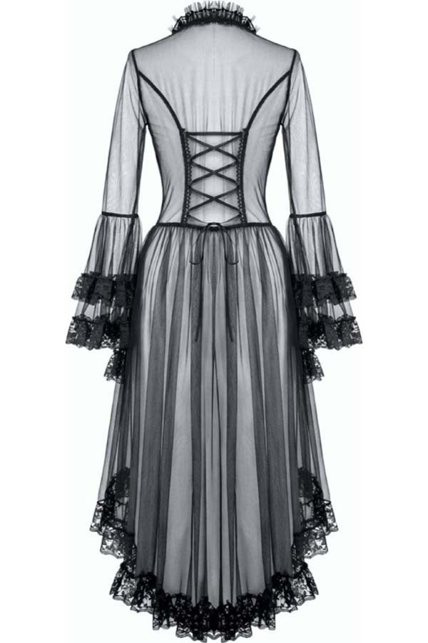 Lace Patchwork Deep-V Flare Sleeve | DRESS