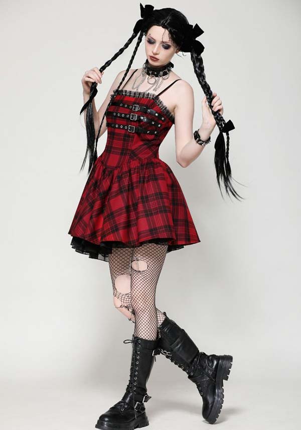 Black Milk Red Tartan Skater Dress Tartan Punk Dress Dark In Love