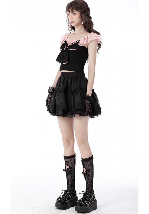 Shadow | SKIRT - Beserk - all, all clothing, all ladies clothing, black, bow, clickfrenzy15-2023, clothing, DIL220811, discountapp, flare skirt, fp, googleshopping, goth, gothic, kawaii, lace, ladies clothing, ladies skirt, lolita, mini skirt, R130922, ruffle, sep22, Sept, short skirt, skirt, skirts, women, womens, womens skirt