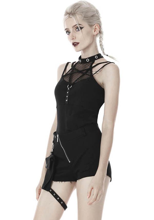 Splicing | TOP - Beserk - all, all clothing, all ladies, all ladies clothing, black, clickfrenzy15-2023, clothing, dark in love, discountapp, edgy, fp, goth, goth singlet, goth summer, goth summer clothing, goth tank top, gothic, ladies, ladies clothing, ladies singlet, ladies tank top, ladies top, punk, sep20, strappy, summer, summer clothing, summer goth, tank top, techwear, tees and tops, top, tops, tshirts and tops, women, womens singlet, womens tank top, womens top
