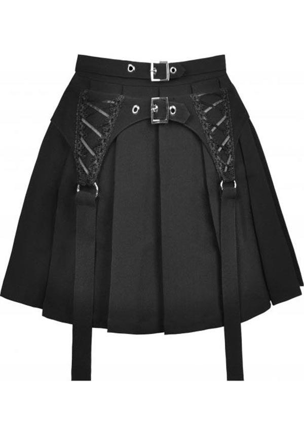 Visceral | SKIRT - Beserk - all, all clothing, all ladies clothing, anime skirt, black, buckle, buckles, clickfrenzy15-2023, clothing, dark in love, DIL220811, discountapp, festival, fp, googleshopping, goth, gothic, grunge, jfashion, kawaii, ladies clothing, ladies skirt, pleated, R130922, repriced090623, sep22, Sept, short skirt, skater skirt, skirt, skirts, street ware, street wear, streetwear, techwear, womens skirt