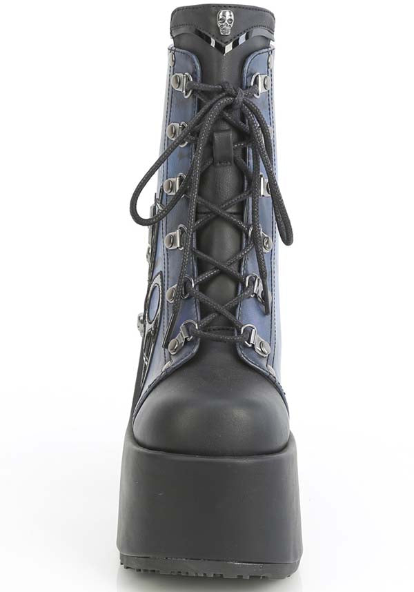 CAMEL-203-PT [Black/Blue] | PLATFORM BOOTS [PREORDER]