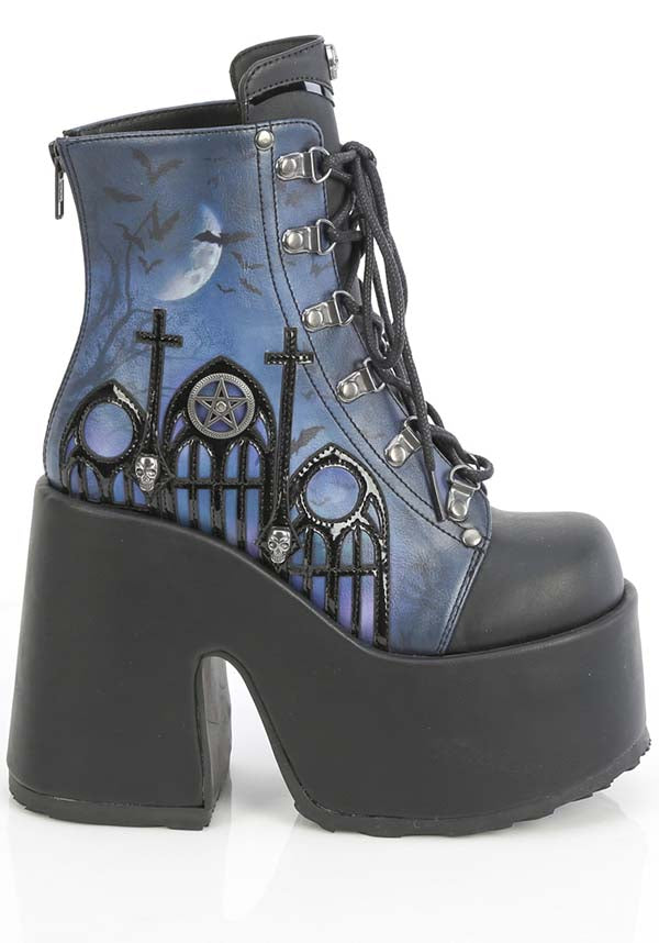 CAMEL-203-PT [Black/Blue] | PLATFORM BOOTS [PREORDER]