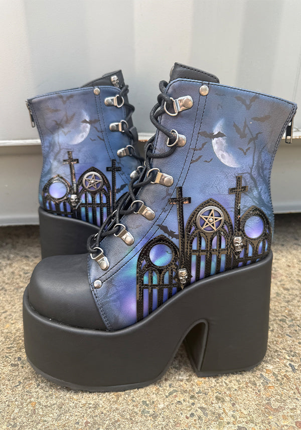 CAMEL-203-PT [Black/Blue] | PLATFORM BOOTS [IN STOCK]