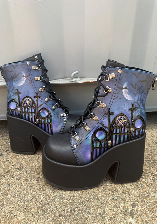 CAMEL-203-PT [Black/Blue] | PLATFORM BOOTS [IN STOCK]