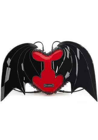 Demonia Blk-Red Patent bat bag main image 0