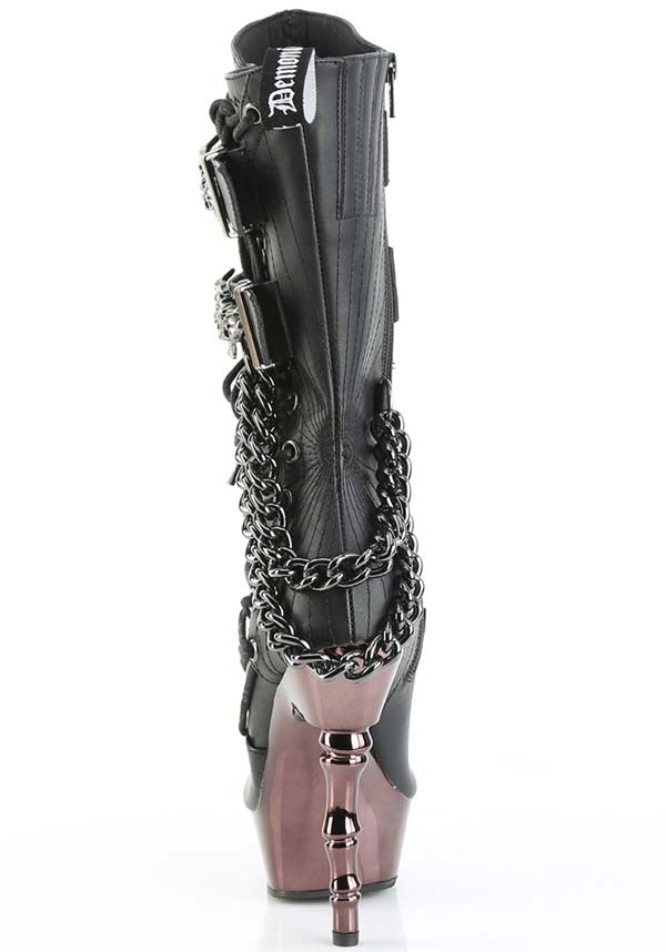 DEMONIA MUERTO-159 [Black/Pewter Chrome] | PLATFORM HEELS [PREORDER] - HEELS - Detail 2