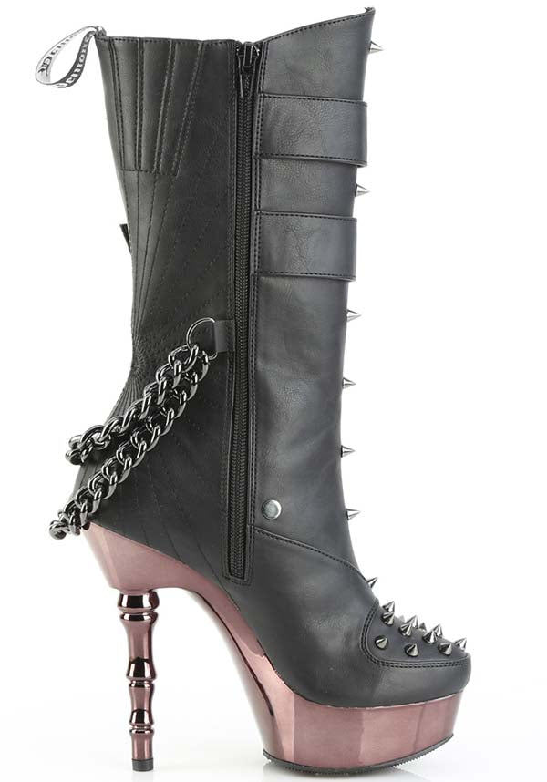 DEMONIA MUERTO-159 [Black/Pewter Chrome] | PLATFORM HEELS [PREORDER] - HEELS - Detail 3
