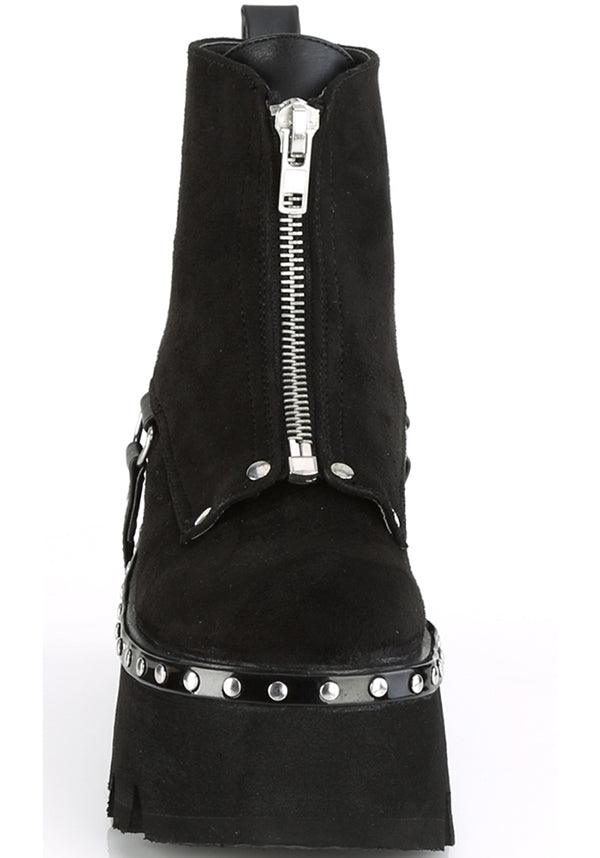 ASHES-100 [Black Suede] | BOOTS [PREORDER] - Beserk - all, ankle boots, black, boot, boots, boots [preorder], chunky, clickfrenzy15-2023, discountapp, fp, goth, gothic, jul19, labelpreorder, labelvegan, platform, platforms, platforms [preorder], pleaserimageupdated, ppo, preorder, punk, shoes, suede, vegan, velvet