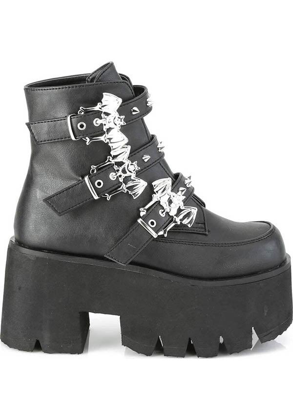 ASHES-55 [Black] | PLATFORM BOOTS [PREORDER] - Beserk - all, ankle boots, bat, bats, black, boot, boots, boots [preorder], clickfrenzy15-2023, demonia, discountapp, fp, goth, gothic, halloween, labelpreorder, labelvegan, matte, oct19, platform, platforms, platforms [preorder], pleaserhidden, ppo, preorder, price, shoes, vegan