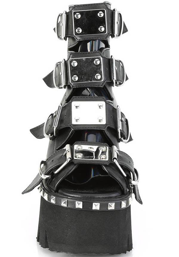 ASHES-70 [Black] | PLATFORM SANDALS [PREORDER] - Beserk - all, ankle boots, black, boots, boots [preorder], clickfrenzy15-2023, demonia, demonia shoes, discountapp, fp, goth, gothic, labelpreorder, labelvegan, platform, platform boots, platforms, platforms [preorder], pleaserimageupdated, pool slides and slip ons, ppo, preorder, sandals, shoes, vegan