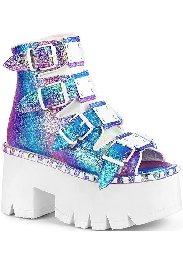 ASHES-70 [Purple] | PLATFORM SANDALS [PREORDER] - Beserk - all, blue, boot, boots, boots [preorder], clickfrenzy15-2023, demonia, demonia shoes, discountapp, festival, fp, iridescent, labelpreorder, labelvegan, multicolour, pastel, pastel goth, platform, platforms, platforms [preorder], pleaserimageupdated, pool slides and slip ons, ppo, preorder, pricematched, purple, sandals, shoes, vegan, white
