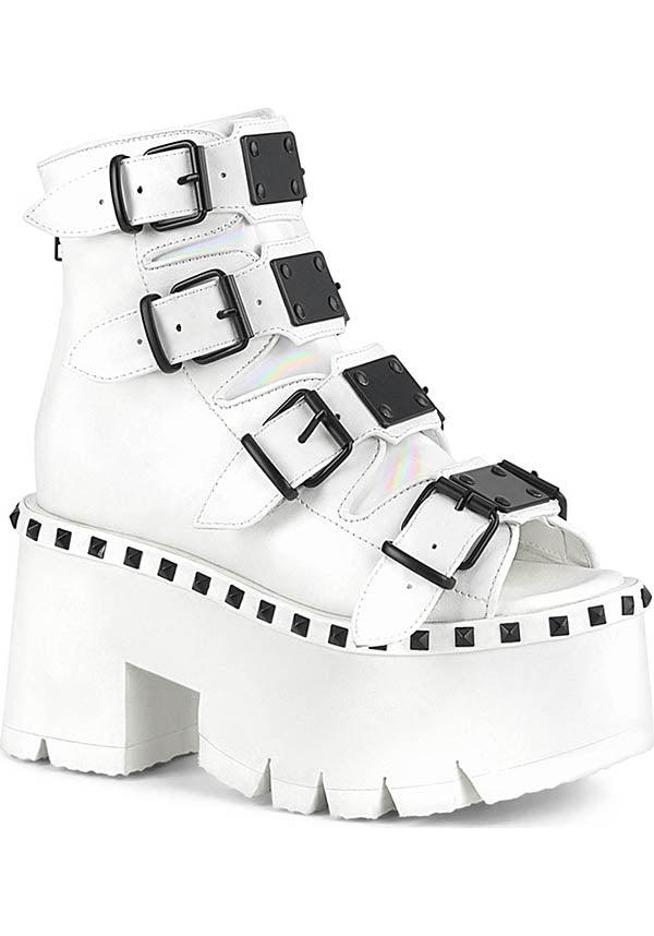 ASHES-70 [White] | PLATFORM SANDALS [PREORDER] - Beserk - all, boot, boots, boots [preorder], clickfrenzy15-2023, demonia, demonia shoes, discountapp, fp, goth, labelpreorder, labelvegan, platform, platforms, platforms [preorder], pleaserimageupdated, ppo, preorder, pricematched, sandals, shoes, vegan, white