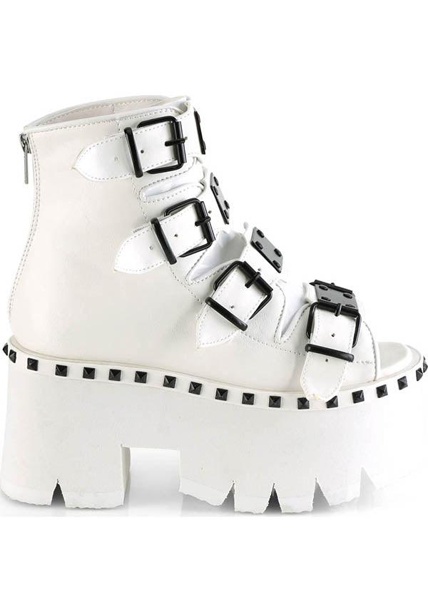 ASHES-70 [White] | PLATFORM SANDALS [PREORDER] - Beserk - all, boot, boots, boots [preorder], clickfrenzy15-2023, demonia, demonia shoes, discountapp, fp, goth, labelpreorder, labelvegan, platform, platforms, platforms [preorder], pleaserimageupdated, ppo, preorder, pricematched, sandals, shoes, vegan, white