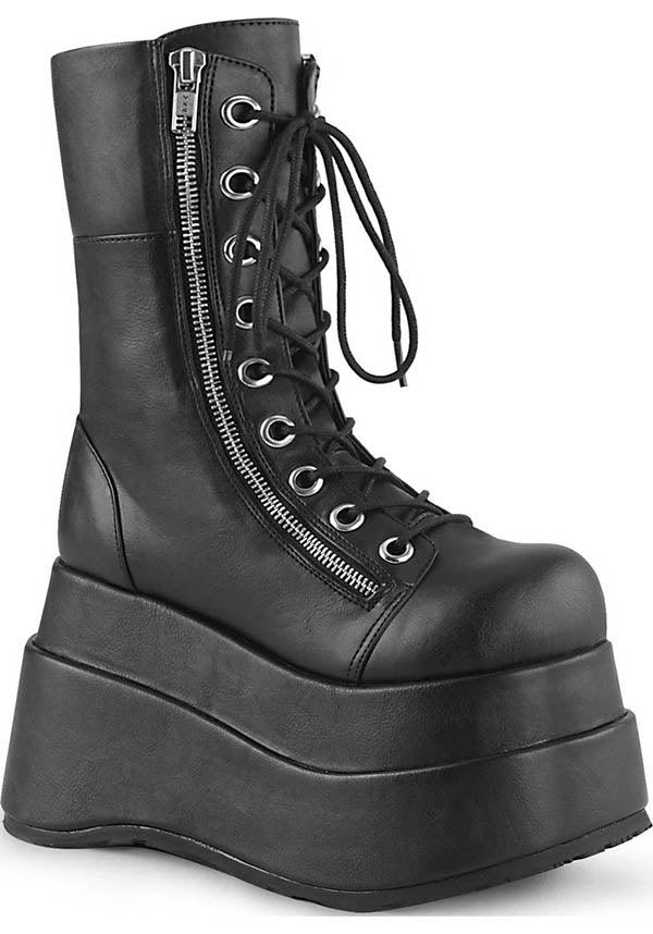 BEAR-265 [Black] | PLATFORM BOOTS [PREORDER] - Beserk - all, black, boot, boots, boots [preorder], clickfrenzy15-2023, discountapp, fp, goth, gothic, grunge, labelpreorder, labelvegan, mid calf boots, platform, platforms, platforms [preorder], ppo, preorder, punk, sep18, shoes, vegan