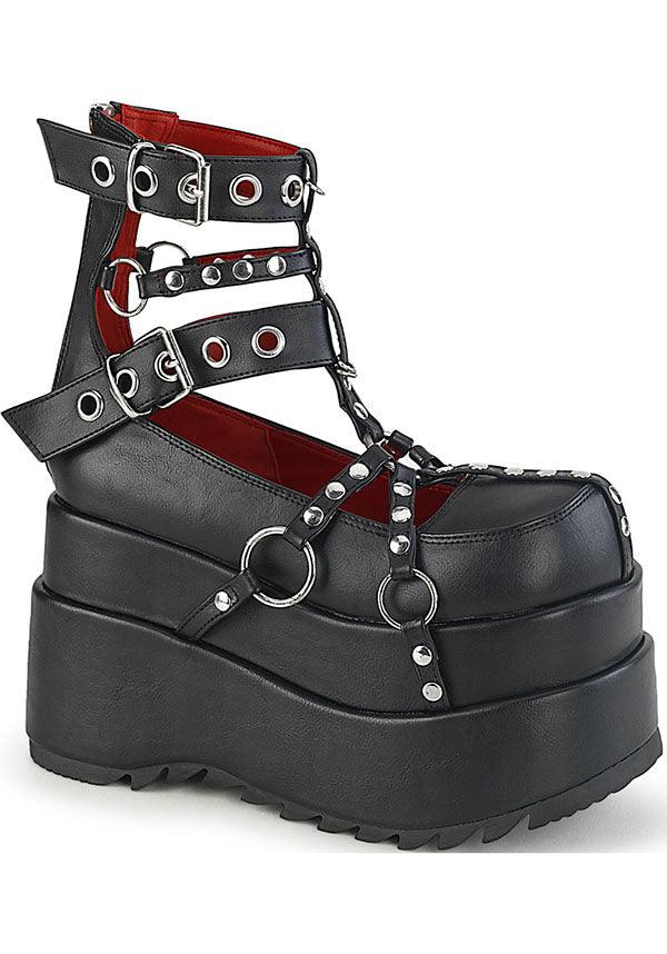 BEAR-28 [Black] | PLATFORM [PREORDER] - Beserk - all, all ladies, black, clickfrenzy15-2023, demonia, demonia shoes, discountapp, fp, goth, gothic, labelpreorder, labelvegan, ladies, o ring, oring, platform, platforms, platforms [preorder], pleaserimageupdated, ppo, preorder, shoes, strappy, vegan