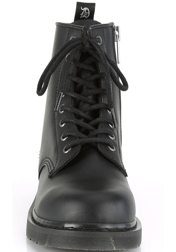 BOLT-100 | Black Vegan Leather [PREORDER] - Beserk - all, ankle boots, black, boots, boots [preorder], clickfrenzy15-2023, dec18, discountapp, flats, flats [preorder], fp, gothic, labelpreorder, labelvegan, long boots, mens shoes, mid calf boots, platform, platform boots, platforms, platforms [preorder], pleaserimageupdated, ppo, preorder, shoes, vegan