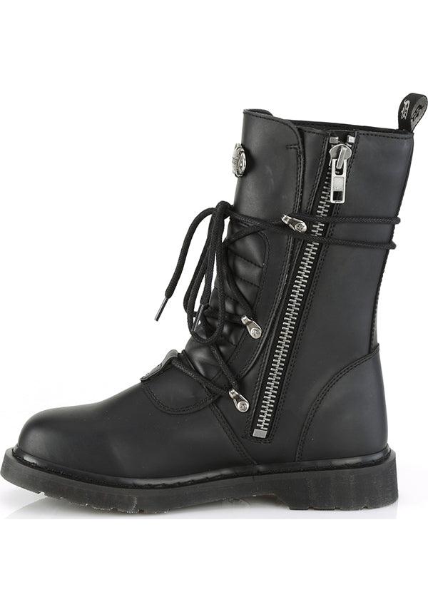 BOLT-265 [Black] | BOOTS [PREORDER] - Beserk - all, ankle boots, black, boots, boots [preorder], clickfrenzy15-2023, combat, combat boots, dec18, demonia, discountapp, flats, flats [preorder], fp, gothic, labelpreorder, labelvegan, long boots, mens shoes, mid calf boots, pleaserimageupdated, ppo, preorder, shoes, vegan