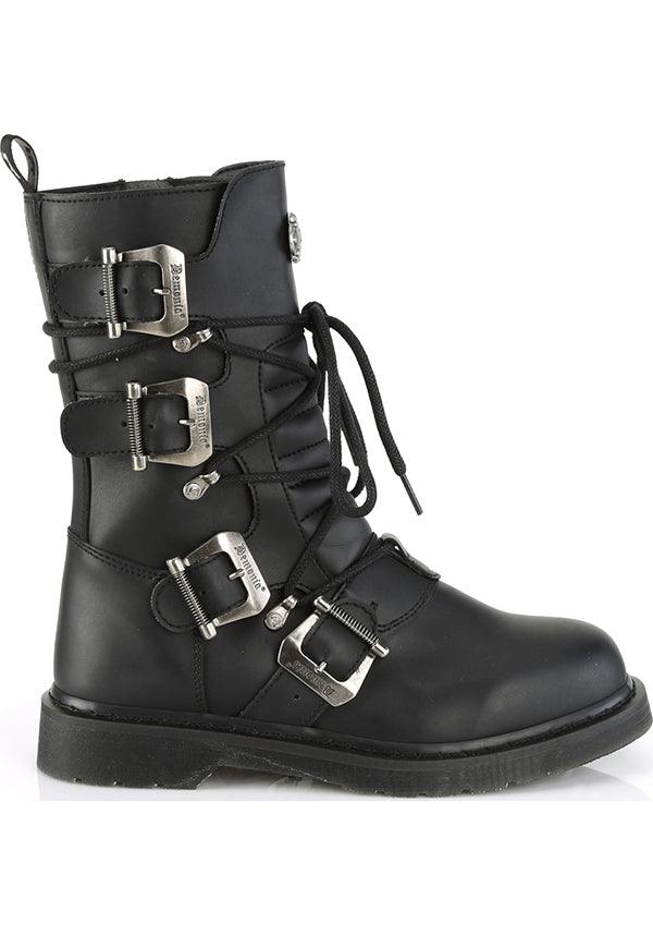 BOLT-265 [Black] | BOOTS [PREORDER] - Beserk - all, ankle boots, black, boots, boots [preorder], clickfrenzy15-2023, combat, combat boots, dec18, demonia, discountapp, flats, flats [preorder], fp, gothic, labelpreorder, labelvegan, long boots, mens shoes, mid calf boots, pleaserimageupdated, ppo, preorder, shoes, vegan