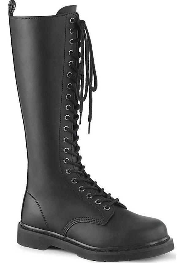 BOLT-400 [Black] | BOOTS [PREORDER] - Beserk - all, black, boots, boots [preorder], clickfrenzy15-2023, combat boots, dec18, discountapp, flats, flats [preorder], fp, gothic, knee high boots, labelpreorder, labelvegan, lace up, long boots, mens shoes, pleaserimageupdated, ppo, preorder, shoes, vegan