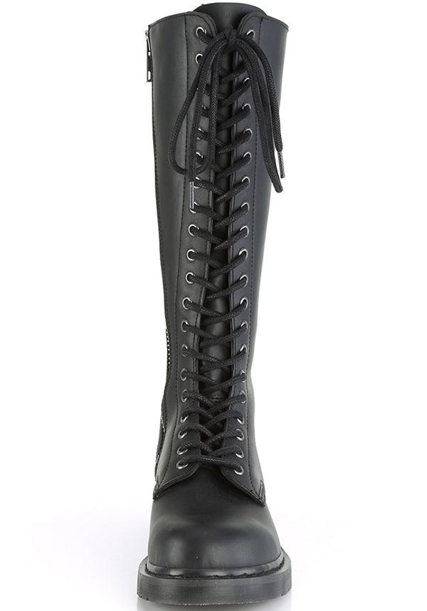 BOLT-400 [Black] | BOOTS [PREORDER] - Beserk - all, black, boots, boots [preorder], clickfrenzy15-2023, combat boots, dec18, discountapp, flats, flats [preorder], fp, gothic, knee high boots, labelpreorder, labelvegan, lace up, long boots, mens shoes, pleaserimageupdated, ppo, preorder, shoes, vegan
