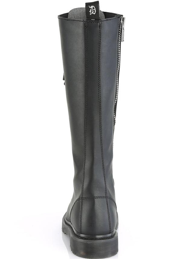 BOLT-400 [Black] | BOOTS [PREORDER] - Beserk - all, black, boots, boots [preorder], clickfrenzy15-2023, combat boots, dec18, discountapp, flats, flats [preorder], fp, gothic, knee high boots, labelpreorder, labelvegan, lace up, long boots, mens shoes, pleaserimageupdated, ppo, preorder, shoes, vegan