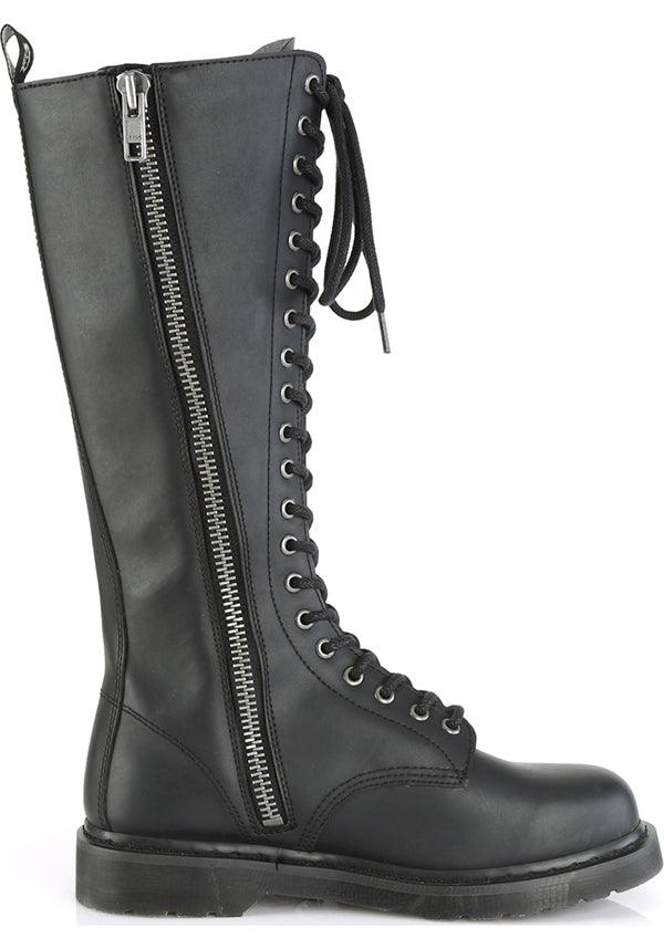 BOLT-400 [Black] | BOOTS [PREORDER] - Beserk - all, black, boots, boots [preorder], clickfrenzy15-2023, combat boots, dec18, discountapp, flats, flats [preorder], fp, gothic, knee high boots, labelpreorder, labelvegan, lace up, long boots, mens shoes, pleaserimageupdated, ppo, preorder, shoes, vegan
