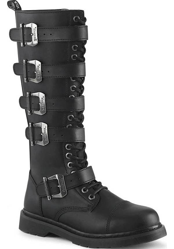 BOLT-425 [Black] | BOOTS [PREORDER] - Beserk - all, black, boots, boots [preorder], clickfrenzy15-2023, combat boots, dec18, demonia, discountapp, flats, flats [preorder], fp, goth, gothic, knee high boots, labelpreorder, labelvegan, long boots, mens shoes, pleaserimageupdated, ppo, preorder, shoes, unisex, vegan