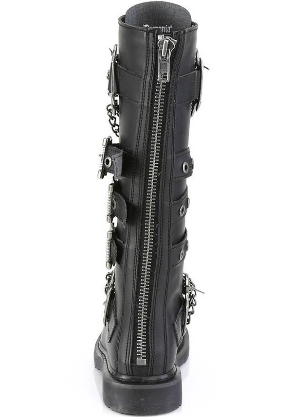 BOLT-450 [Black] | BOOTS [PREORDER] - Beserk - all, black, boots, boots [preorder], buckles, chain, chains, clickfrenzy15-2023, combat, combat boots, dec18, demonia, demonia shoes, discountapp, flats, flats [preorder], fp, goth, gothic, knee high, knee high boots, knuckle duster, labelpreorder, labelvegan, lace up, long boots, men, mens shoes, pleaserimageupdated, ppo, preorder, punk, shoes, vegan