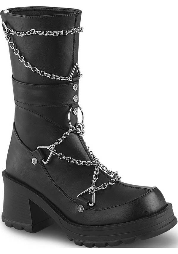 BRATTY-120 [Black] | PLATFORM HEELS [PREORDER] - Beserk - all, black, boots, clickfrenzy15-2023, demonia, demonia shoes, discountapp, fp, goth, gothic, heels, heels [preorder], labelpreorder, mid calf boots, platform heels, ppo, preorder, shoes