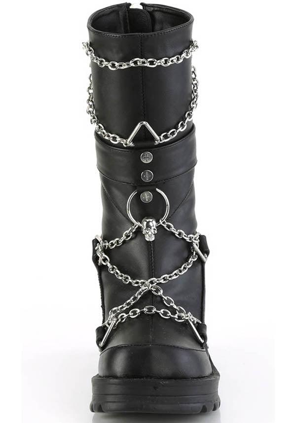 BRATTY-120 [Black] | PLATFORM HEELS [PREORDER] - Beserk - all, black, boots, clickfrenzy15-2023, demonia, demonia shoes, discountapp, fp, goth, gothic, heels, heels [preorder], labelpreorder, mid calf boots, platform heels, ppo, preorder, shoes
