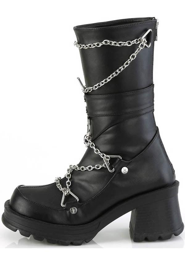 BRATTY-120 [Black] | PLATFORM HEELS [PREORDER] - Beserk - all, black, boots, clickfrenzy15-2023, demonia, demonia shoes, discountapp, fp, goth, gothic, heels, heels [preorder], labelpreorder, mid calf boots, platform heels, ppo, preorder, shoes