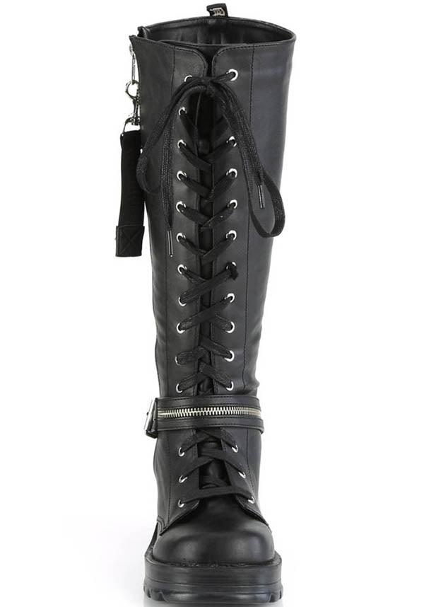 BRATTY-206 [Black] | PLATFORM HEELS [PREORDER] - Beserk - all, all ladies, black, boots, boots [preorder], clickfrenzy15-2023, demonia, demonia shoes, discountapp, fp, goth, gothic, heels, heels [preorder], knee high, knee high boots, labelpreorder, labelvegan, ladies, ppo, preorder, shoes, vegan