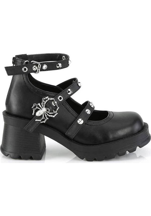 BRATTY-30 [Black] | HEELS [PREORDER] - Beserk - all, black, clickfrenzy15-2023, demonia, demonia shoes, discountapp, fp, goth, gothic, heels, heels [preorder], labelpreorder, labelvegan, ppo, preorder, shoes, spider, vegan