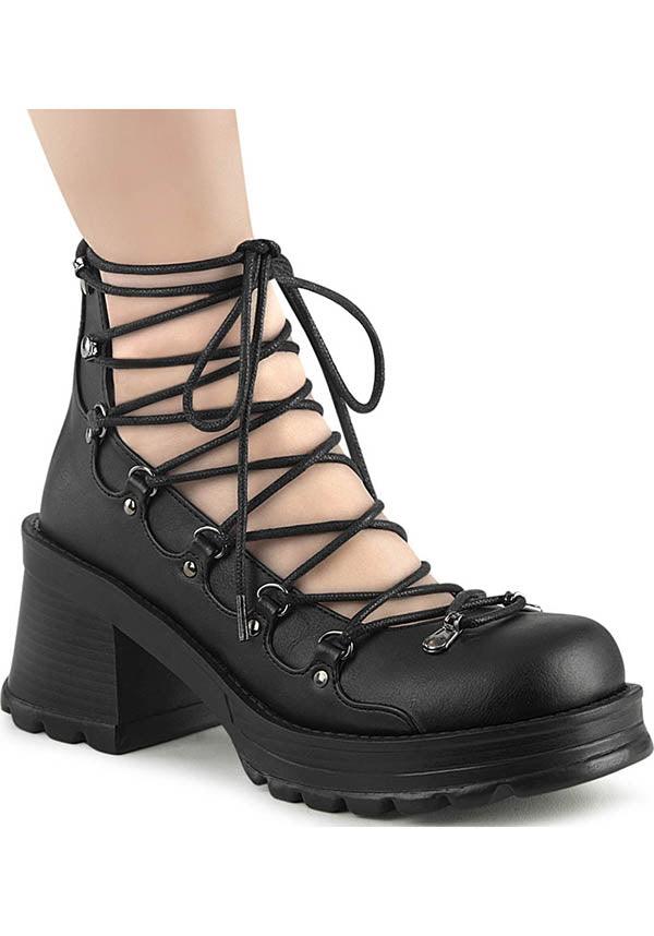 BRATTY-32 [Black] | PLATFORM HEELS [PREORDER] - Beserk - all, all ladies, black, clickfrenzy15-2023, demonia, demonia shoes, discountapp, fp, goth, gothic, heels, heels [preorder], labelpreorder, labelvegan, ladies, platforms, platforms [preorder], ppo, preorder, shoes, strappy, vegan