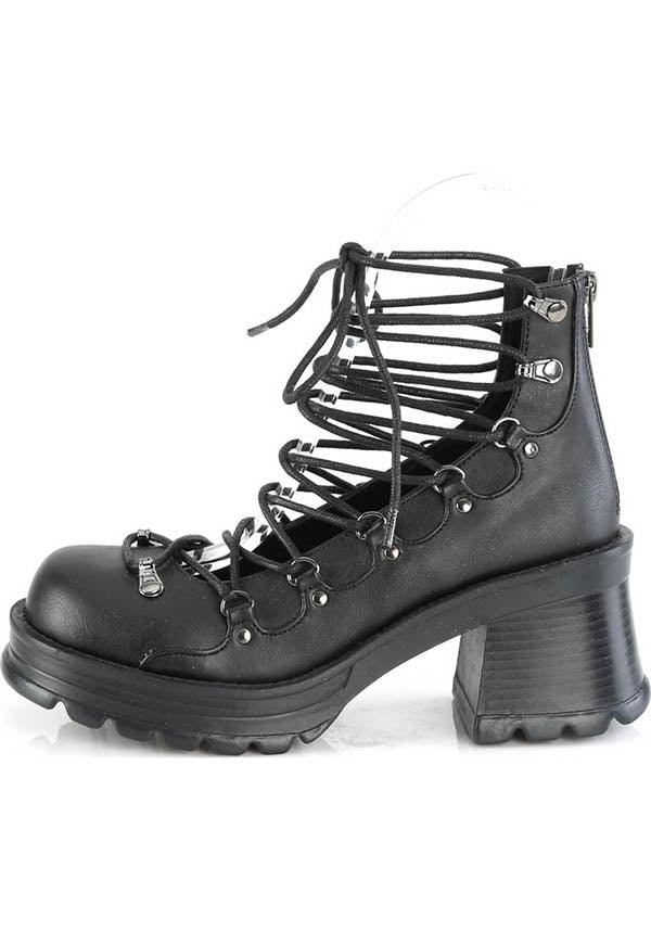 BRATTY-32 [Black] | PLATFORM HEELS [PREORDER] - Beserk - all, all ladies, black, clickfrenzy15-2023, demonia, demonia shoes, discountapp, fp, goth, gothic, heels, heels [preorder], labelpreorder, labelvegan, ladies, platforms, platforms [preorder], ppo, preorder, shoes, strappy, vegan