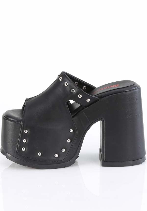 CAMEL-109 [Black] | PLATFORMS [PREORDER] - Beserk - all, apr23, black, chunky, clickfrenzy15-2023, demonia shoes, discountapp, fp, googleshopping, goth, gothic, labelpreorder, labelvegan, ladies shoes, platform [preorder], platforms [preorder], pool slides and slip ons, ppo, preorder, sandals, shoe, shoes, slides, stud, studded, studs, vegan
